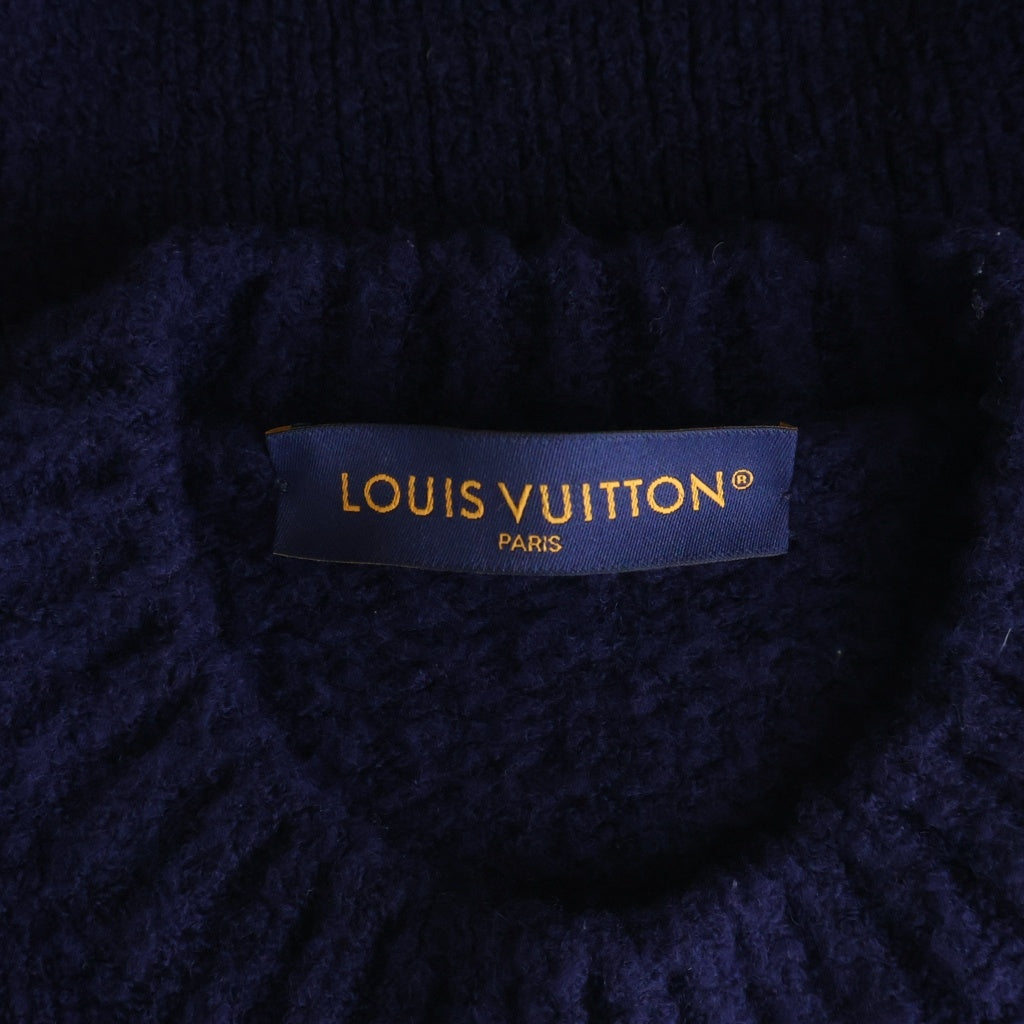 LOUIS VUITTON(ルイヴィトン) 26SS Intarsia logo LVロゴ インターシャ クルーネック長袖ニットセーター ネイビー RM261M QNC HQN45W