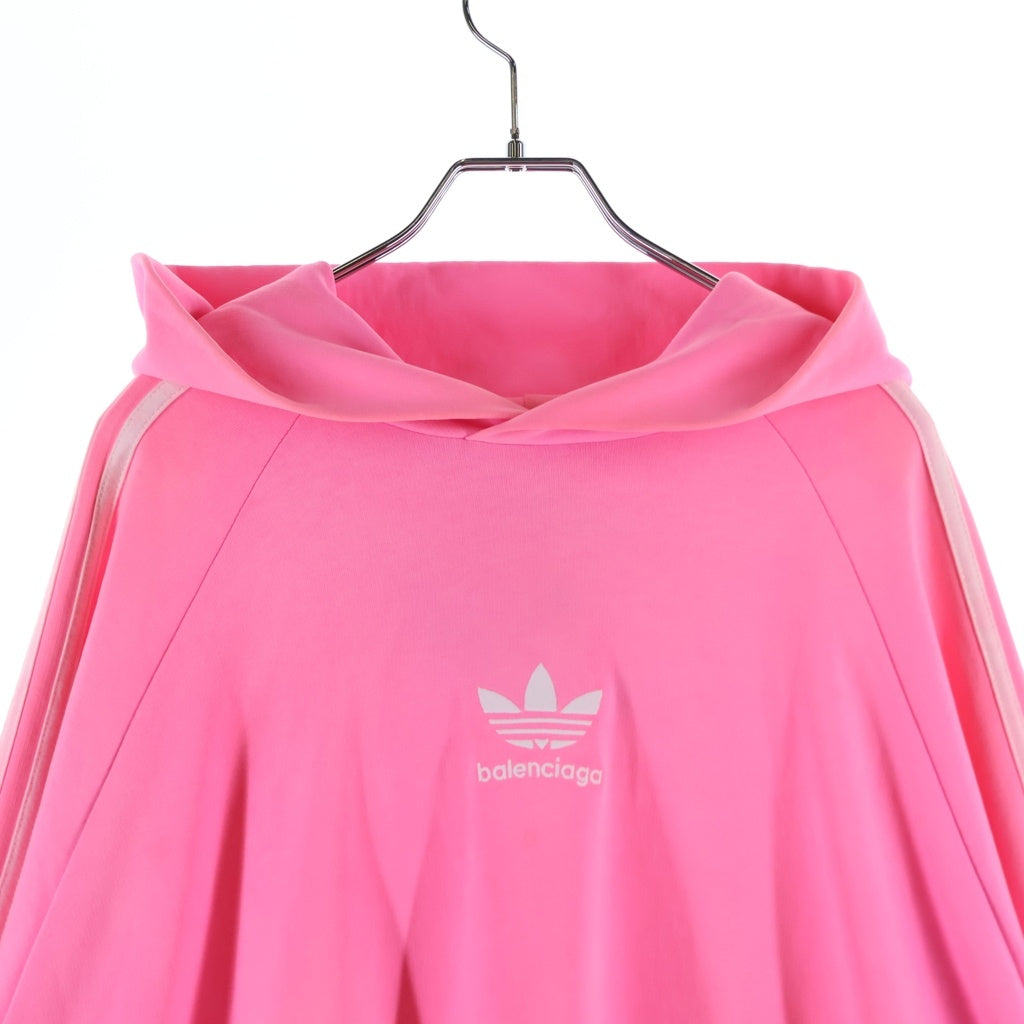 BALENCIAGA(バレンシアガ) 22AW ×adidas HOODIE LARGE FIT アディダス トレフォイルロゴ ラージフィット プルオーバーパーカー スウェットフーディ ピンク 729322 TNVN2