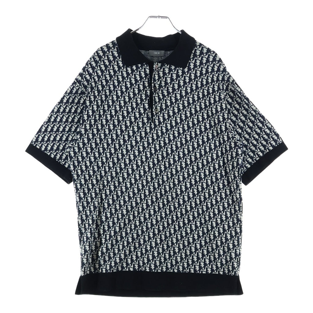 DIOR(ディオール) オブリーク ジャカード 総柄 半袖ポロシャツ ネイビー 293M832AT472