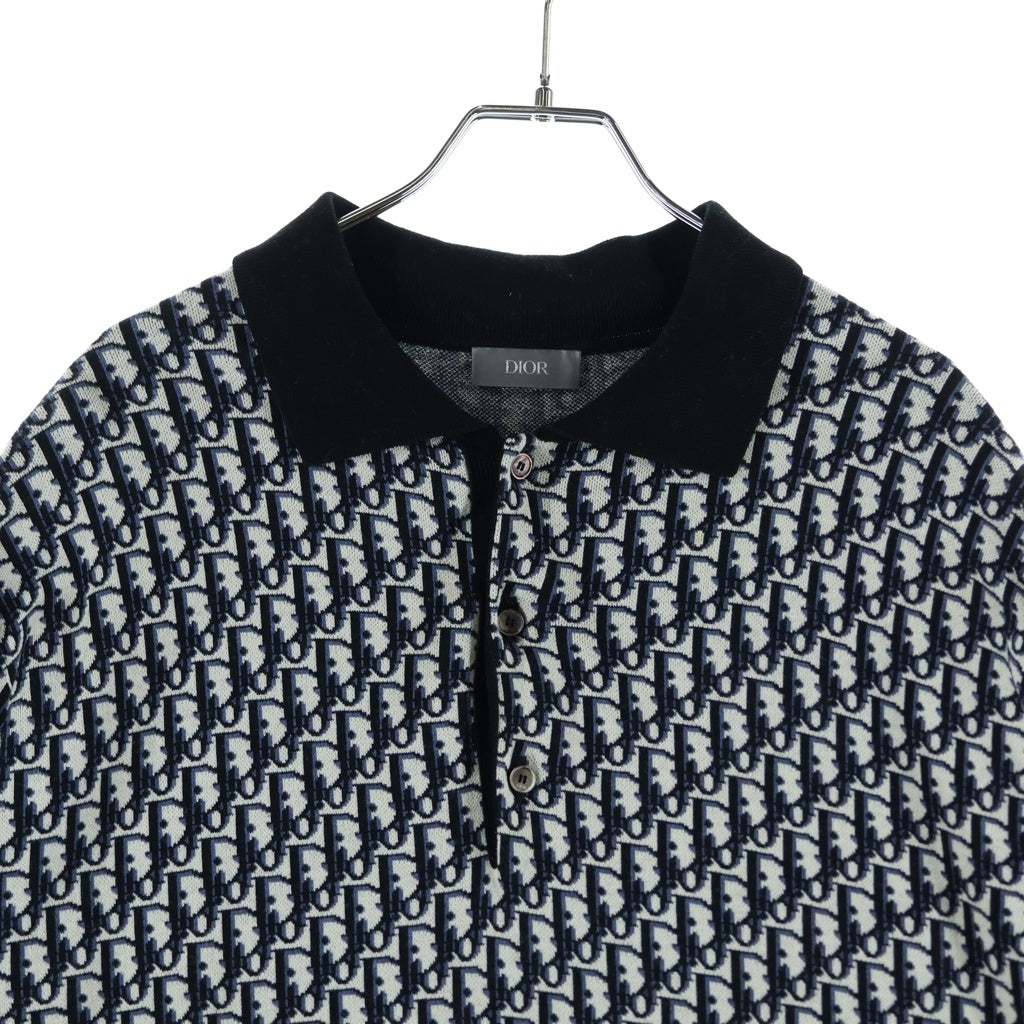 DIOR(ディオール) オブリーク ジャカード 総柄 半袖ポロシャツ ネイビー 293M832AT472