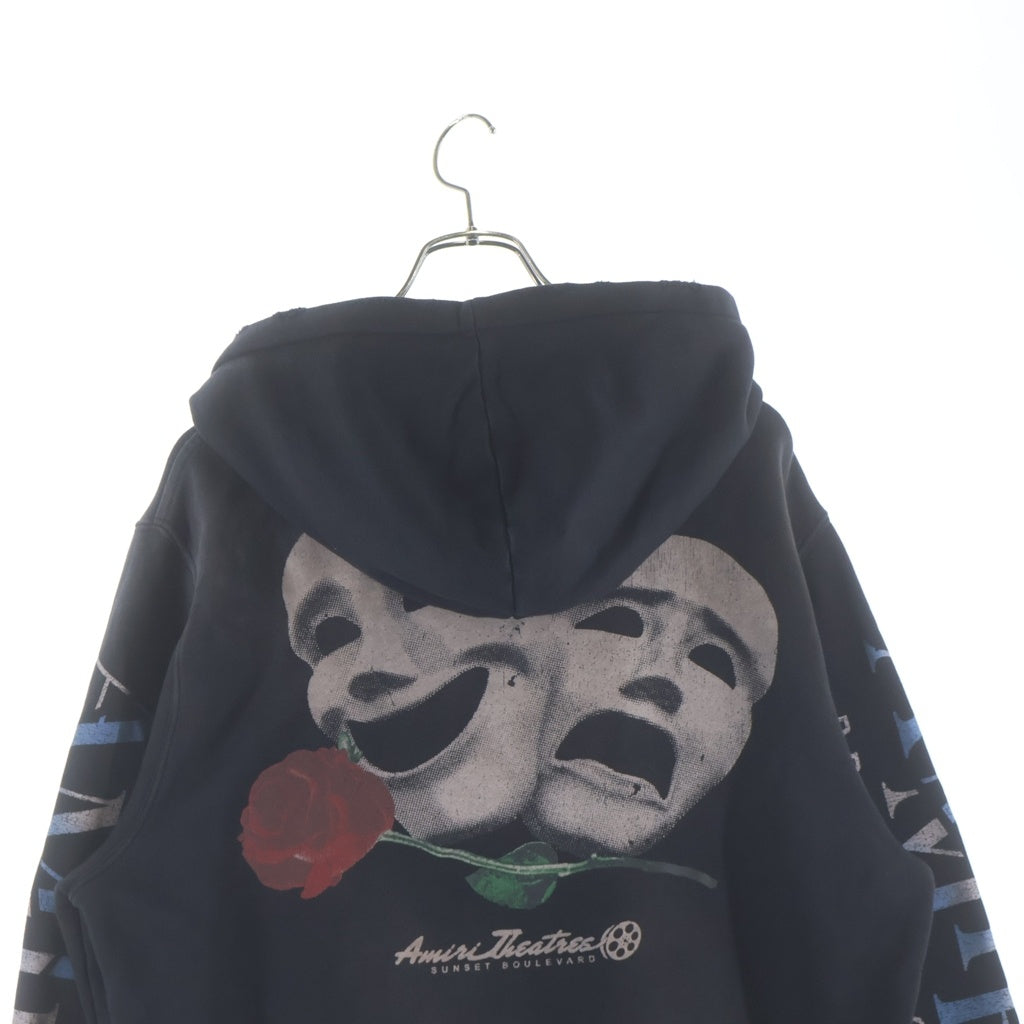 AMIRI(アミリ) Theatre Masks Hoodie バックプリント プルオーバーパーカー ブラック SRAJYHD1069