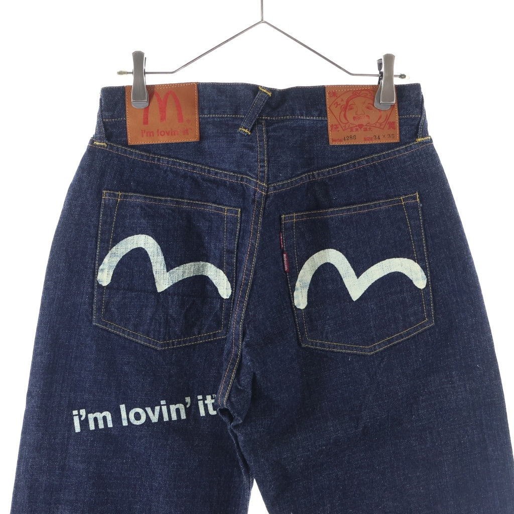 EVISU(エビス) ×McDonald's マクドナルド ボタンフライ ストレートデニムパンツ インディゴ