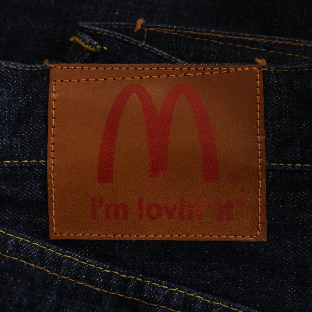 EVISU(エビス) ×McDonald's マクドナルド ボタンフライ ストレートデニムパンツ インディゴ