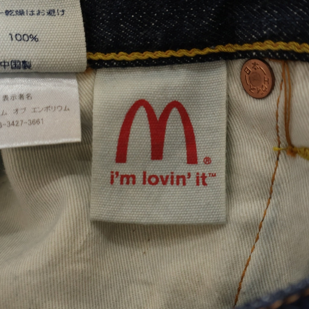 EVISU(エビス) ×McDonald's マクドナルド ボタンフライ ストレートデニムパンツ インディゴ