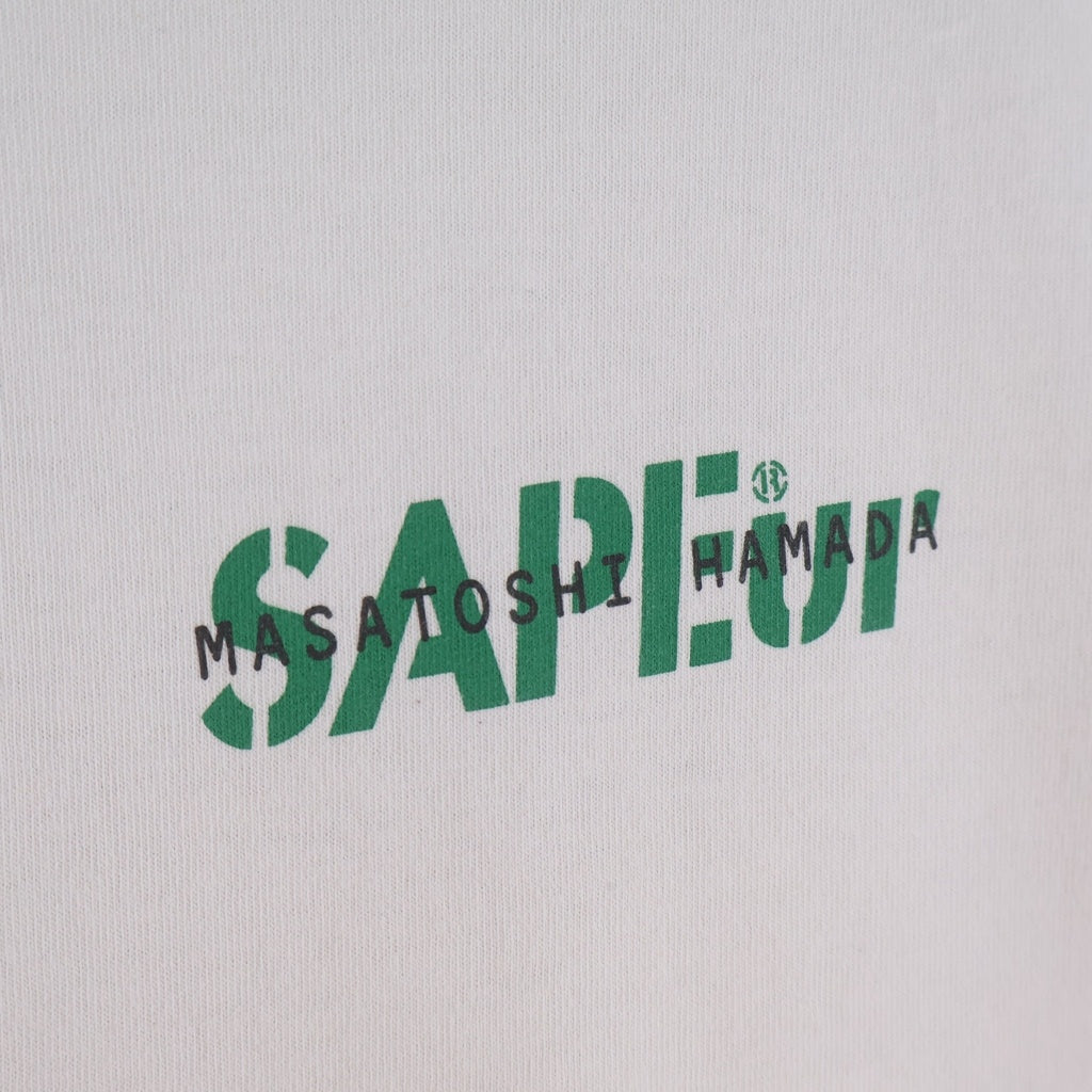 SAPEur(サプール) MASATOSHI HAMADA 浜田雅功 プリント クルーネック半袖Tシャツカットソー ホワイト