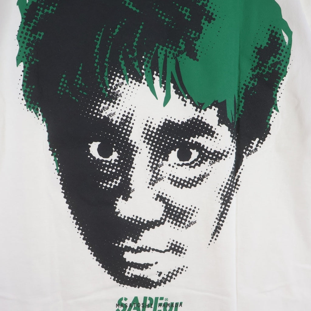 SAPEur(サプール) MASATOSHI HAMADA 浜田雅功 プリント クルーネック半袖Tシャツカットソー ホワイト