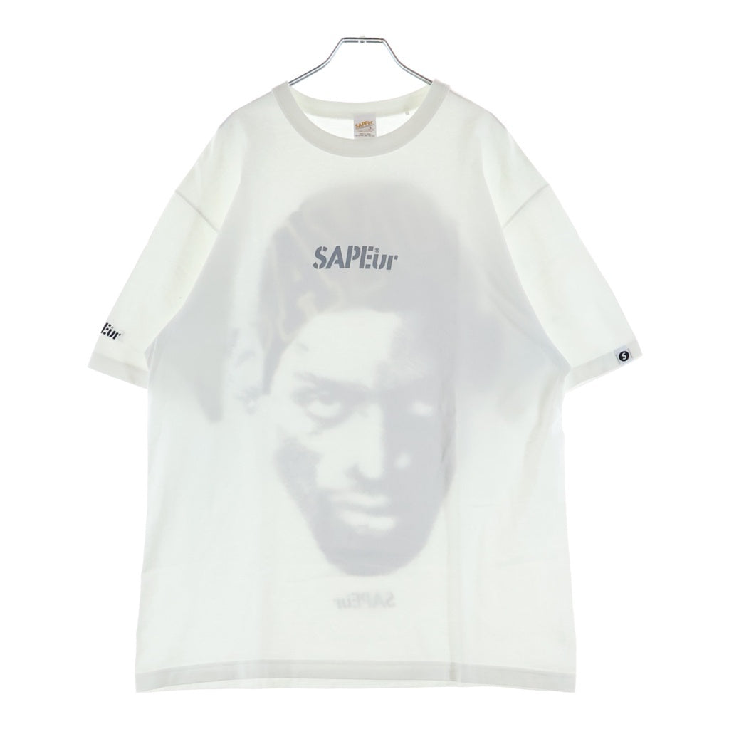 SAPEur(サプール) ジョージタウンヘッド プリント クルーネック半袖Tシャツカットソー ホワイト