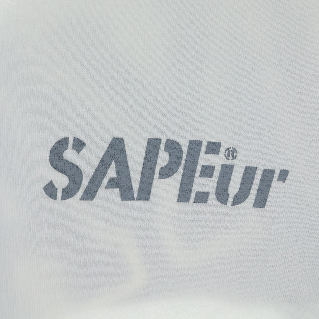 SAPEur(サプール) ジョージタウンヘッド プリント クルーネック半袖Tシャツカットソー ホワイト