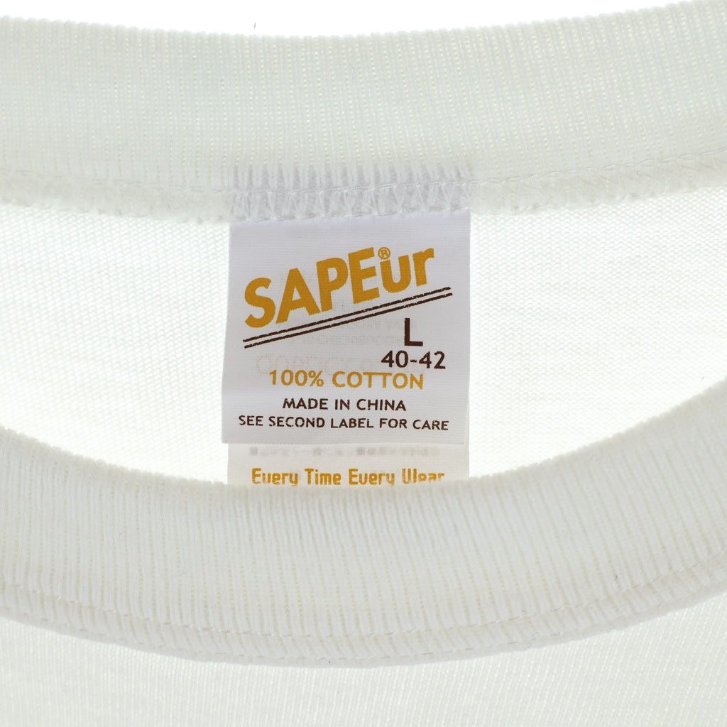 SAPEur(サプール) ジョージタウンヘッド プリント クルーネック半袖Tシャツカットソー ホワイト