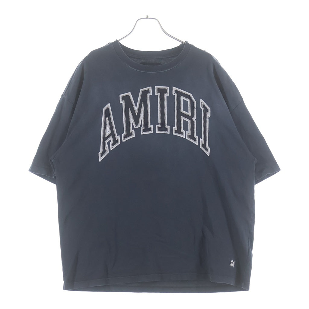 AMIRI(アミリ) Vintage Oversized Tee ナイロンロゴパッチ ヴィンテージ加工 クルーネック半袖Tシャツカットソー ネイビー AMJYTE1052