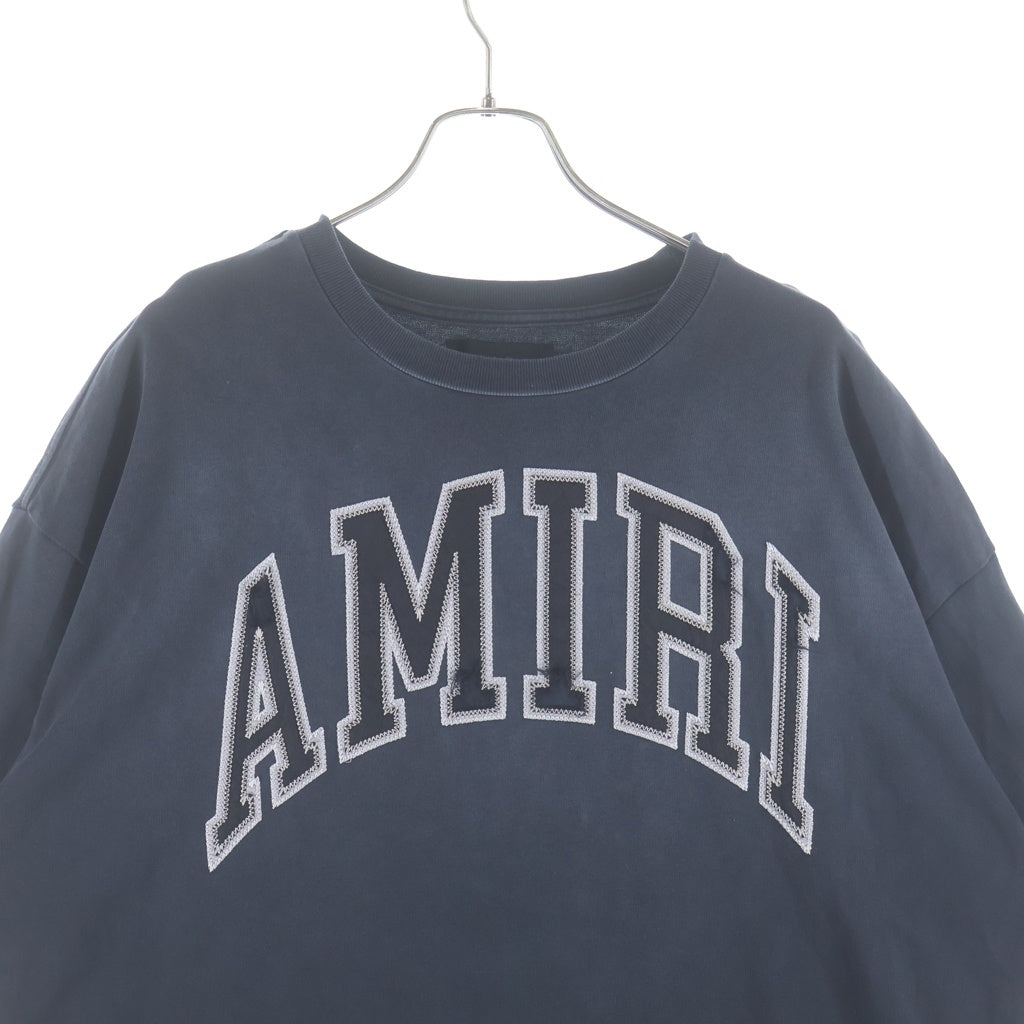 AMIRI(アミリ) Vintage Oversized Tee ナイロンロゴパッチ ヴィンテージ加工 クルーネック半袖Tシャツカットソー ネイビー AMJYTE1052