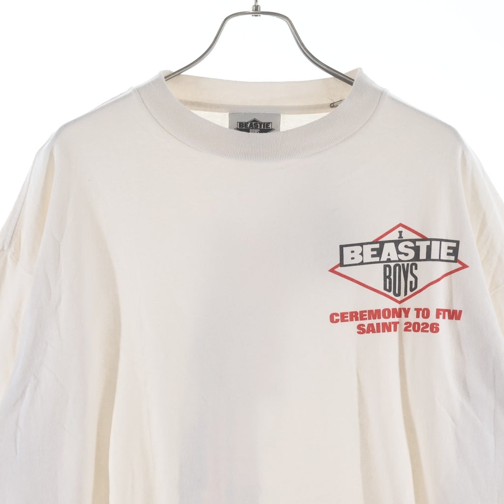 SAINT MICHAEL(セントマイケル) 26SS ×BEASTIEBOYS BTB 胸ロゴプリント クルーネック長袖Tシャツカットソー ホワイト SM-MK8-0000-C24