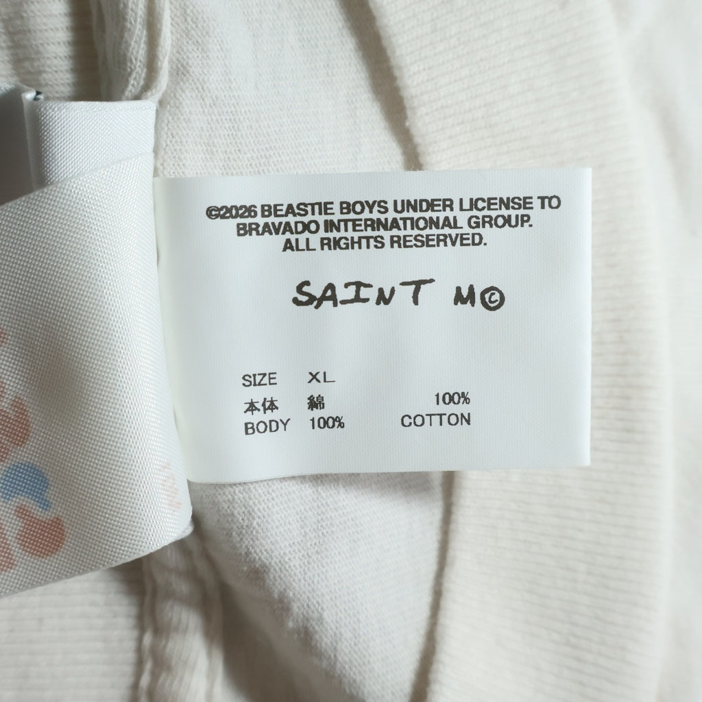 SAINT MICHAEL(セントマイケル) 26SS ×BEASTIEBOYS BTB 胸ロゴプリント クルーネック長袖Tシャツカットソー ホワイト SM-MK8-0000-C24