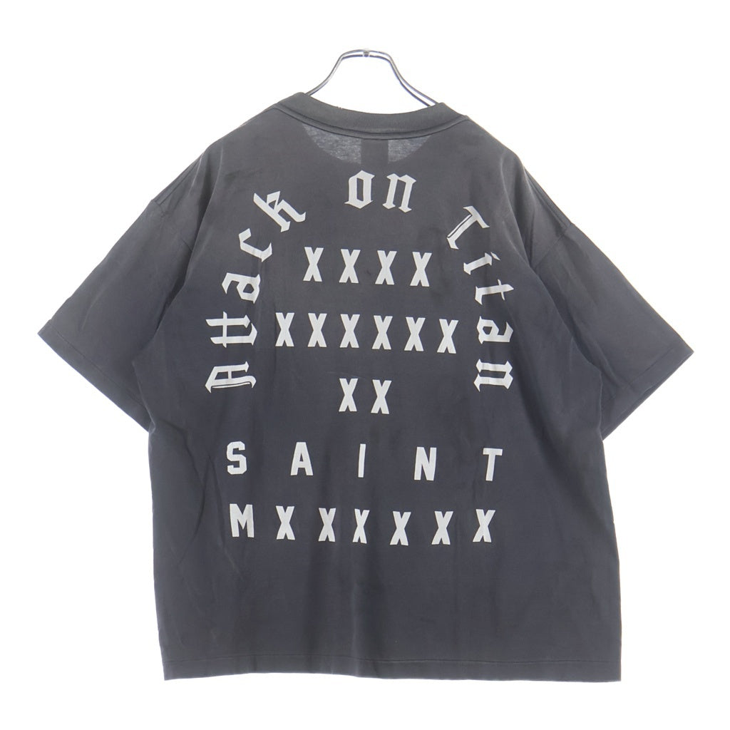 SAINT MICHAEL(セントマイケル) 26SS ×進撃の巨人 ATTACK ON TITAN 両面プリント クルーネック半袖Tシャツカットソー グレー SM-MK8-0000-C77