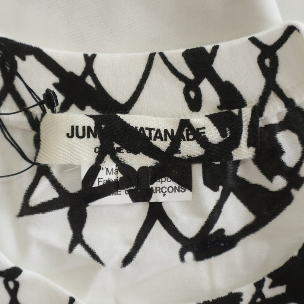 JUNYA WATANABE COMME des GARCONS(ジュンヤワタナベ コムデギャルソン) 17SS 有刺鉄線プリント クルーネック半袖Tシャツカットソー ブラック/ホワイト JC-T005-051-1-3