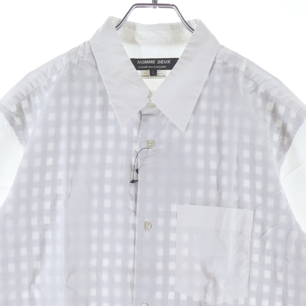 COMME des GARCONS HOMME DEUX(コムデギャルソン オムドゥ) 11SS 裏地チェック柄 ボタンダウン半袖シャツ ホワイト DG-B019