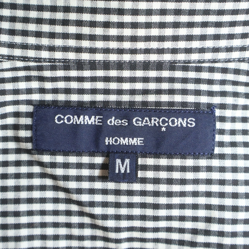COMME des GARCONS HOMME(コムデギャルソンオム) 08SS センターライン ギンガムチェック柄 ボタンダウン長袖シャツ ブラック/ホワイト HA-B048