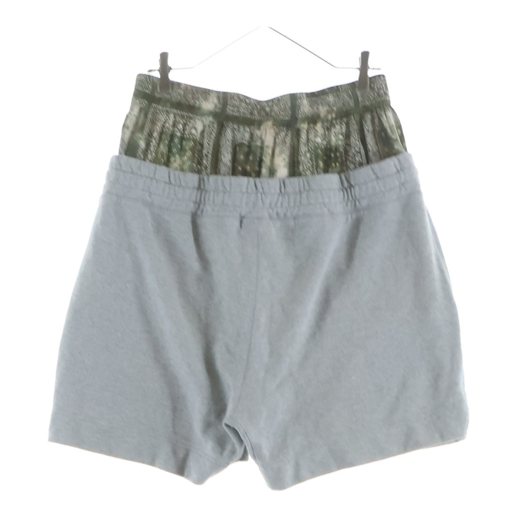 cvtvlist(カタリスト) Cross Double Shorts クロス刺繍 レイヤードデザイン ショートスウェットパンツ グレー 2201060402