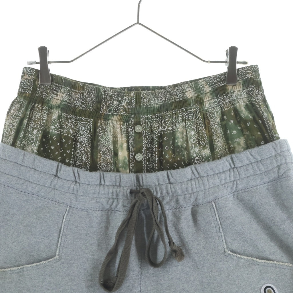 cvtvlist(カタリスト) Cross Double Shorts クロス刺繍 レイヤードデザイン ショートスウェットパンツ グレー 2201060402