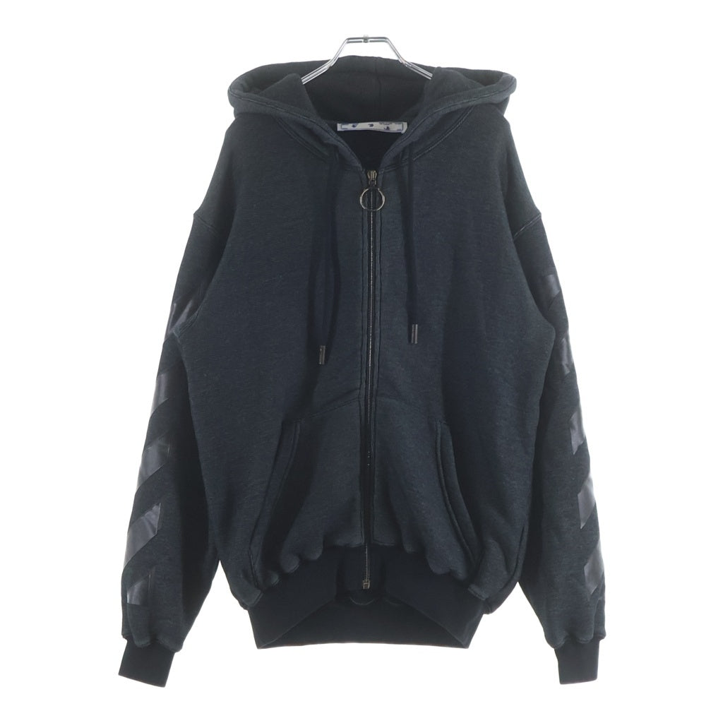 OFF-WHITE(オフホワイト) 22SS Arrows Hooded Jacket クロスアローロゴプリント ジップアップパーカー グレー OWBE005E20JER001
