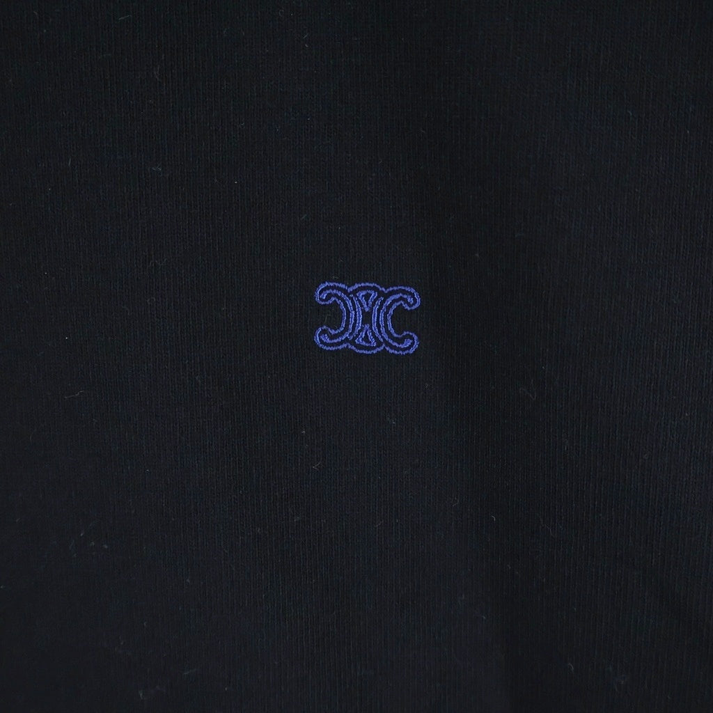 CELINE(セリーヌ) 胸ロゴ刺繍 ルーズコットン クルーネック半袖Tシャツカットソー ブラック RX0HW1243 GHC1