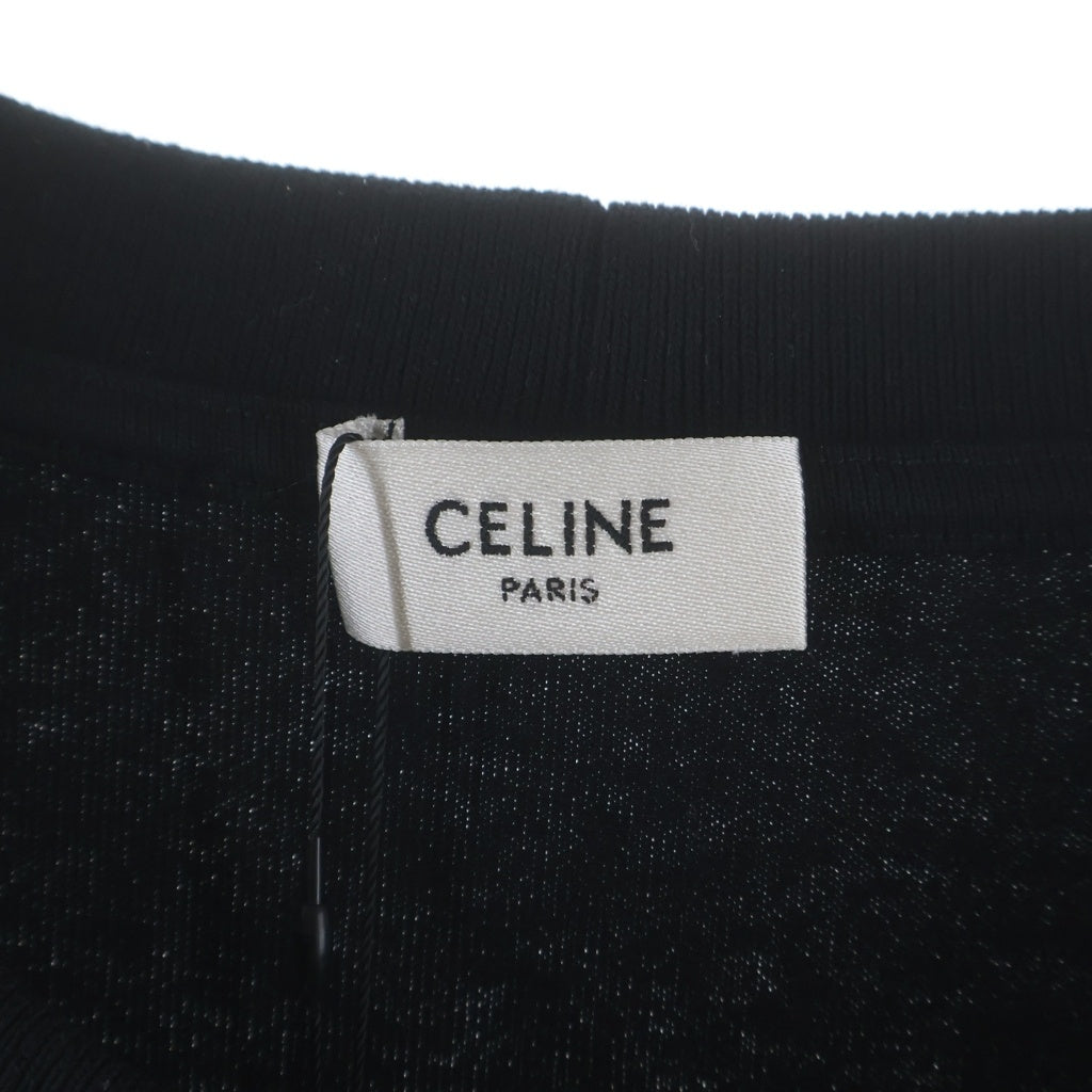 CELINE(セリーヌ) 胸ロゴ刺繍 ルーズコットン クルーネック半袖Tシャツカットソー ブラック RX0HW1243 GHC1