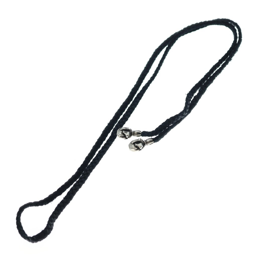 CHROME HEARTS(クロムハーツ) LEATHER BRAID LIPSTONGUE リップアンドタン レザーブレイドネックレス ブラック/シルバー