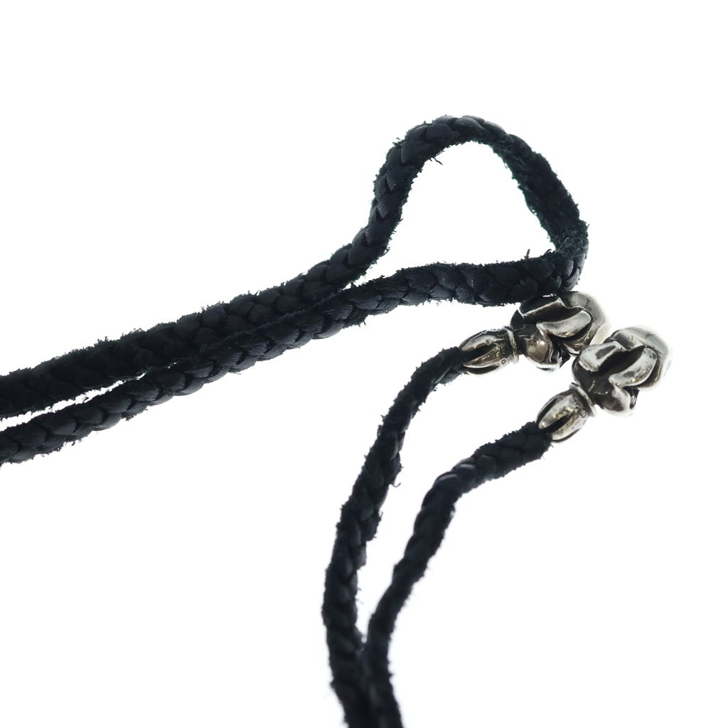 CHROME HEARTS(クロムハーツ) LEATHER BRAID LIPSTONGUE リップアンドタン レザーブレイドネックレス ブラック/シルバー