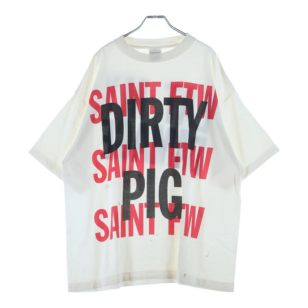SAINT MICHAEL(セントマイケル) DIRTY PIG 両面プリント クルーネック半袖Tシャツカットソー ホワイト SM-HR8-0000-021