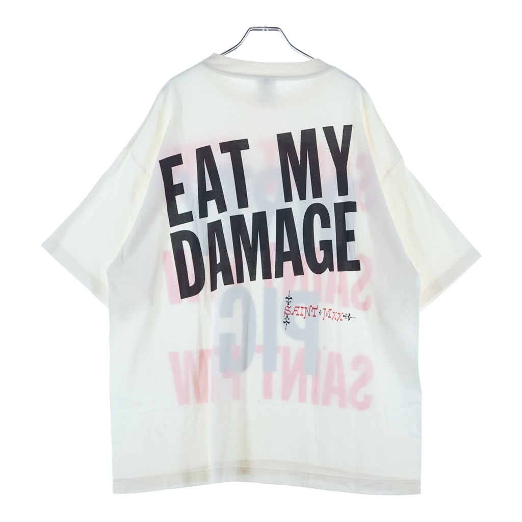 SAINT MICHAEL(セントマイケル) DIRTY PIG 両面プリント クルーネック半袖Tシャツカットソー ホワイト SM-HR8-0000-021