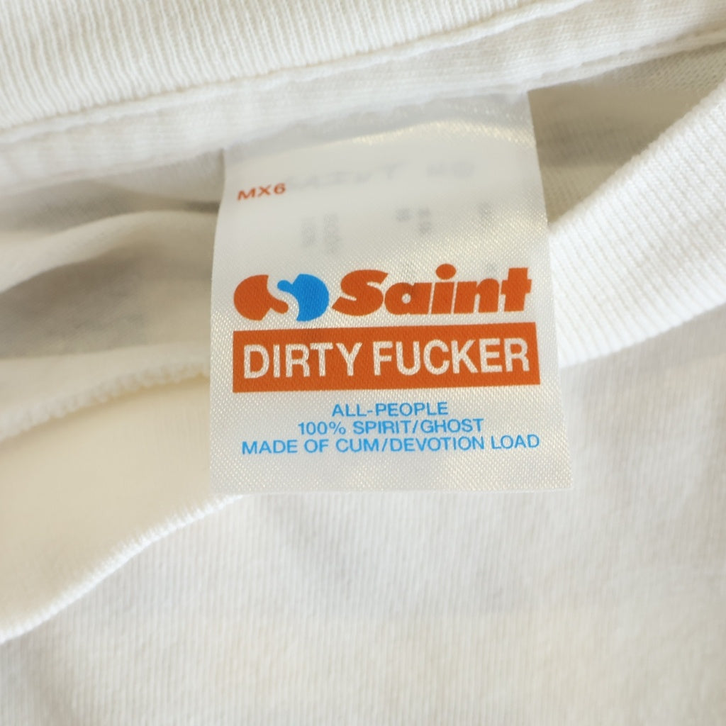 SAINT MICHAEL(セントマイケル) DIRTY PIG 両面プリント クルーネック半袖Tシャツカットソー ホワイト SM-HR8-0000-021