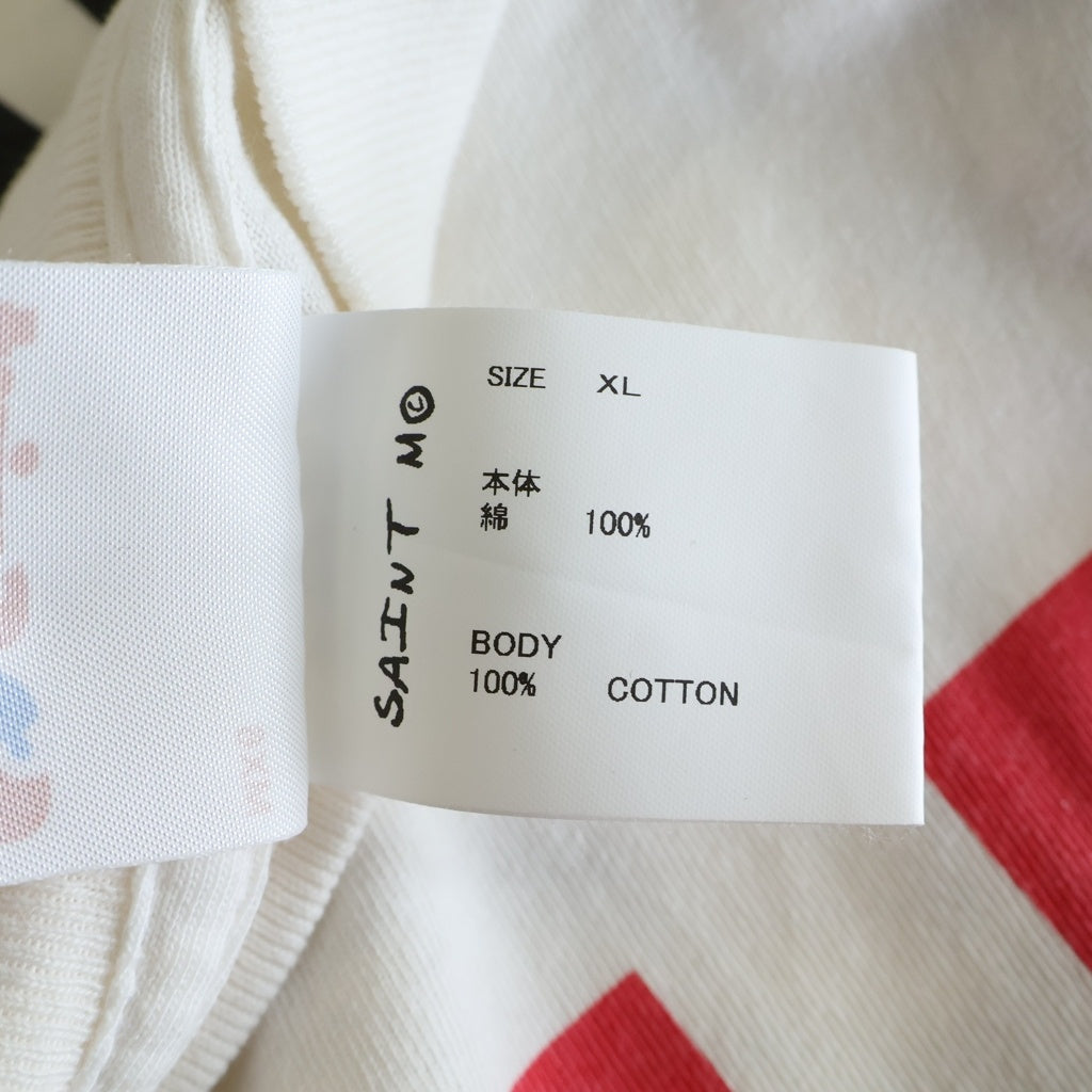 SAINT MICHAEL(セントマイケル) DIRTY PIG 両面プリント クルーネック半袖Tシャツカットソー ホワイト SM-HR8-0000-021