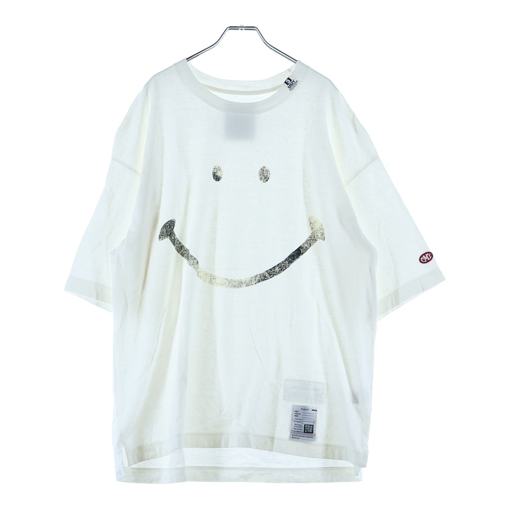 MAISON MIHARAYASUHIRO(メゾンミハラヤスヒロ) SMILY FACE PRINTED TEE スマイルフェイスプリント クルーネック半袖Tシャツカットソー ホワイト J14TS782