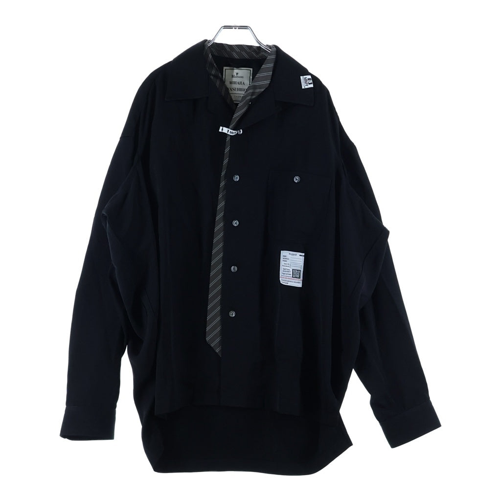 MAISON MIHARAYASUHIRO(メゾンミハラヤスヒロ) 25AW ATTACED TIE L/S SHIRTS オープンカラー 長袖シャツ ブラック J16SH187