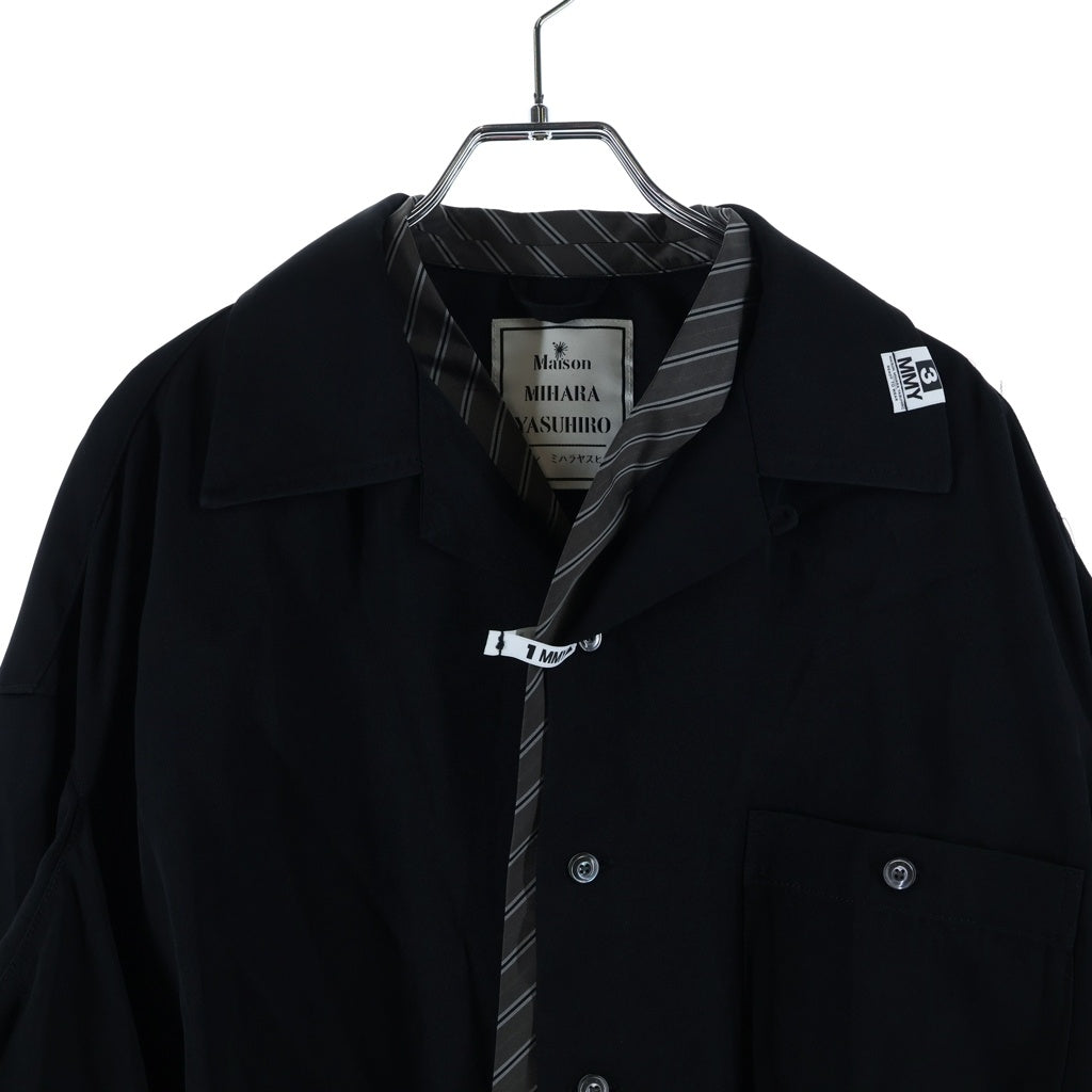MAISON MIHARAYASUHIRO(メゾンミハラヤスヒロ) 25AW ATTACED TIE L/S SHIRTS オープンカラー 長袖シャツ ブラック J16SH187