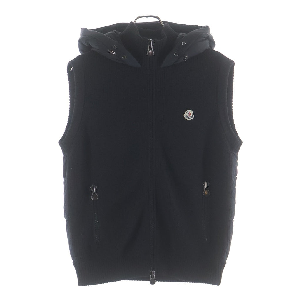 MONCLER(モンクレール) MAGLIONE TRICOT GILET フロントロゴワッペン ニットナイロン ジップアップ ダウンベスト ブラック B20919413400 94111