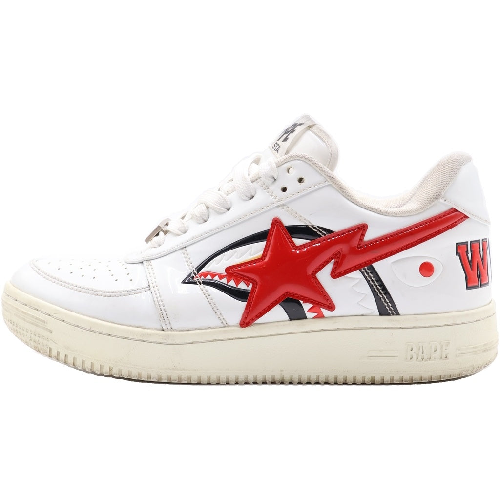 A BATHING APE(アベイシングエイプ) Bapesta Low M2 Shark Face ベイプスタ シャークフェイス ローカットスニーカー ホワイト/レッド 1H30191012