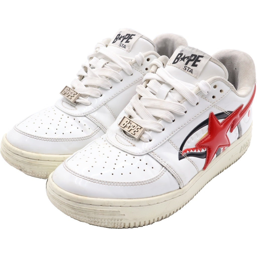 A BATHING APE(アベイシングエイプ) Bapesta Low M2 Shark Face ベイプスタ シャークフェイス ローカットスニーカー ホワイト/レッド 1H30191012