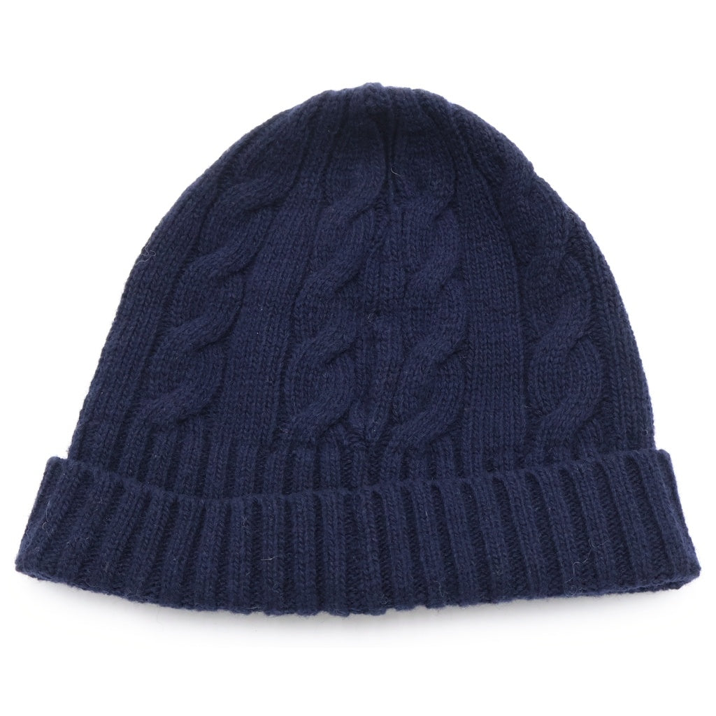 MONCLER(モンクレール) ワッペンロゴ リブ編み ニット帽 ネイビー