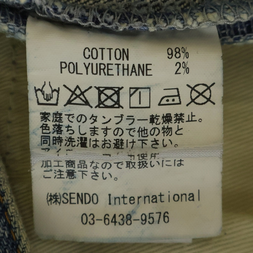 MLVINCE(メルヴィンス) ブリーチ加工 裾ボタンデザイン スキニーデニムパンツ インディゴ