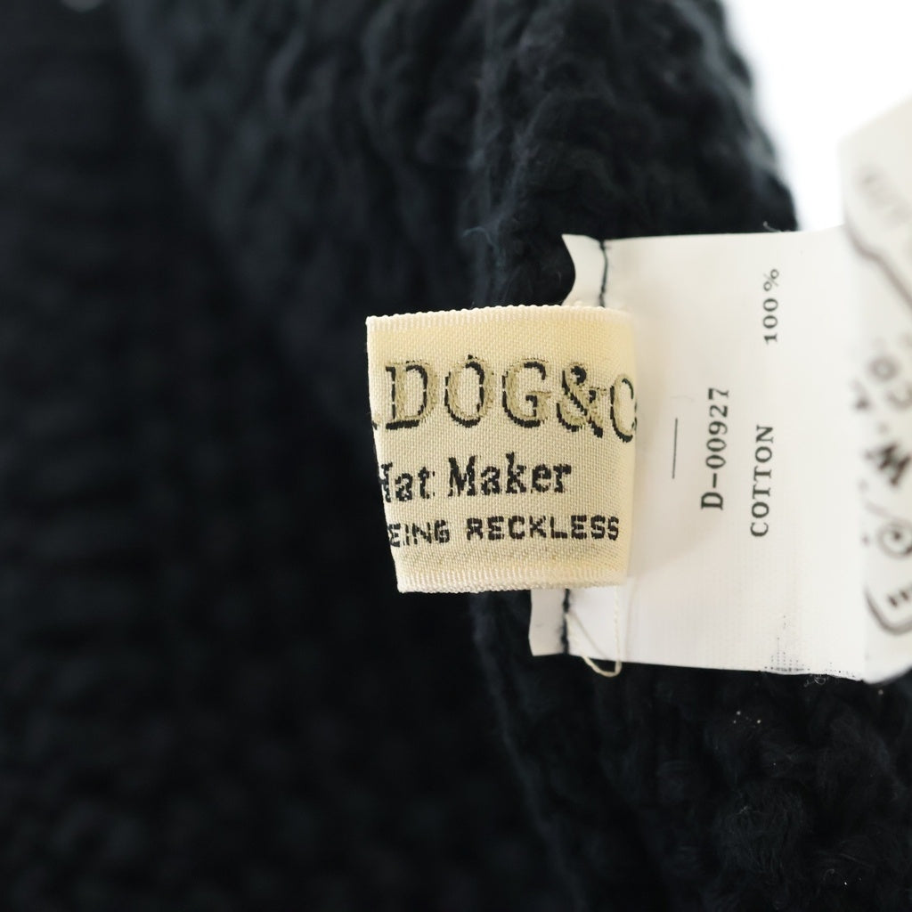 THE H.W.DOG&CO(ドッグアンドコー) COTTON KNIT HAT 紙パッチタグ コットンニットキャップ ビーニー ブラック レディース