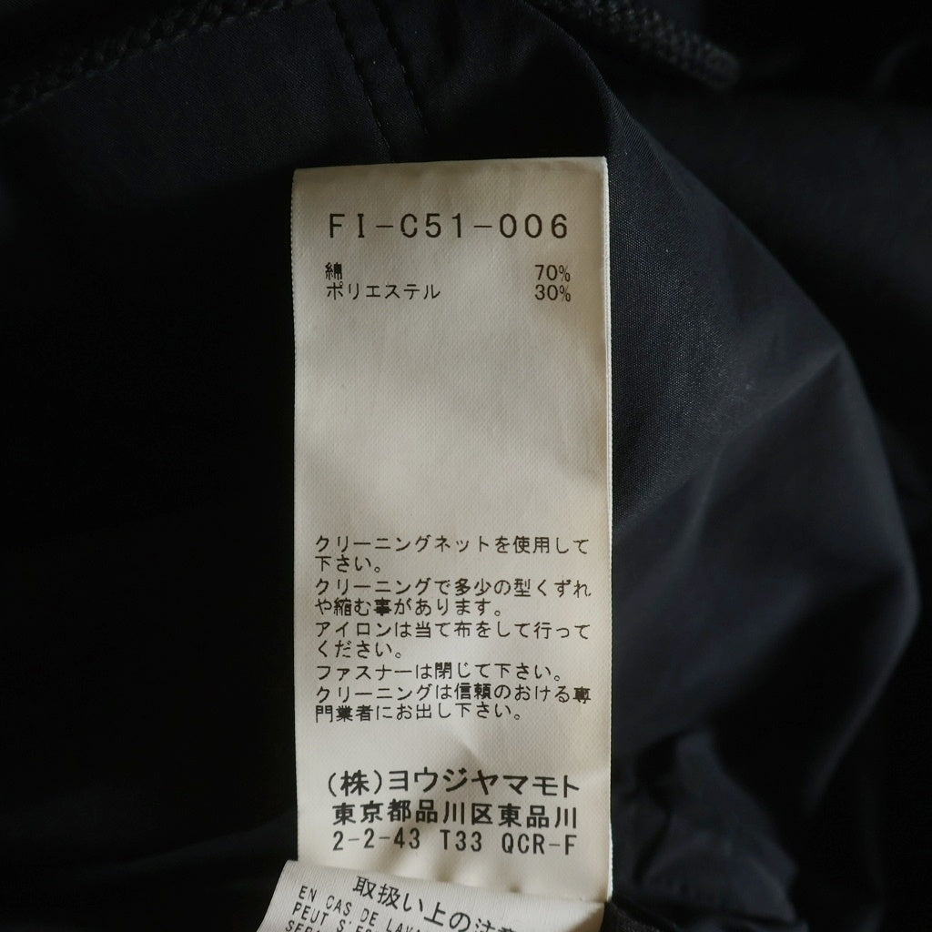 REGULATION Yohji Yamamoto MEN(レギュレーションヨウジヤマモトメン) 23SS C/E WEATHER STRETCH R-HOODIE MODS コットンエステルウェザーストレッチ R-フーディー モッズコート FI-C51-006