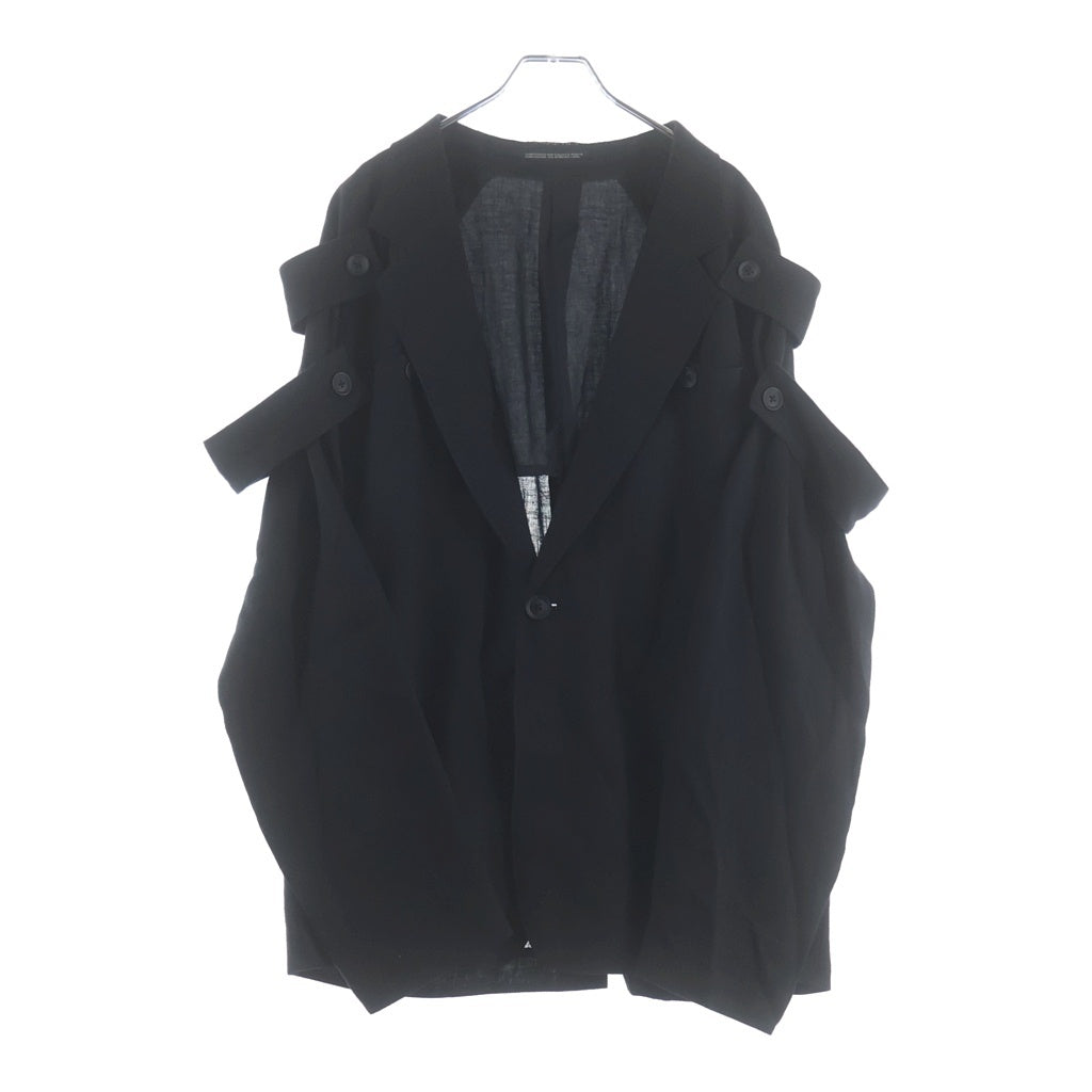 Yohji Yamamoto POUR HOMME(ヨウジヤマモト プールオム) 24SS リネンエポレットテーラードジャケット ブラック HS-J13-319
