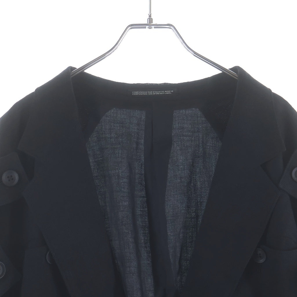 Yohji Yamamoto POUR HOMME(ヨウジヤマモト プールオム) 24SS リネンエポレットテーラードジャケット ブラック HS-J13-319