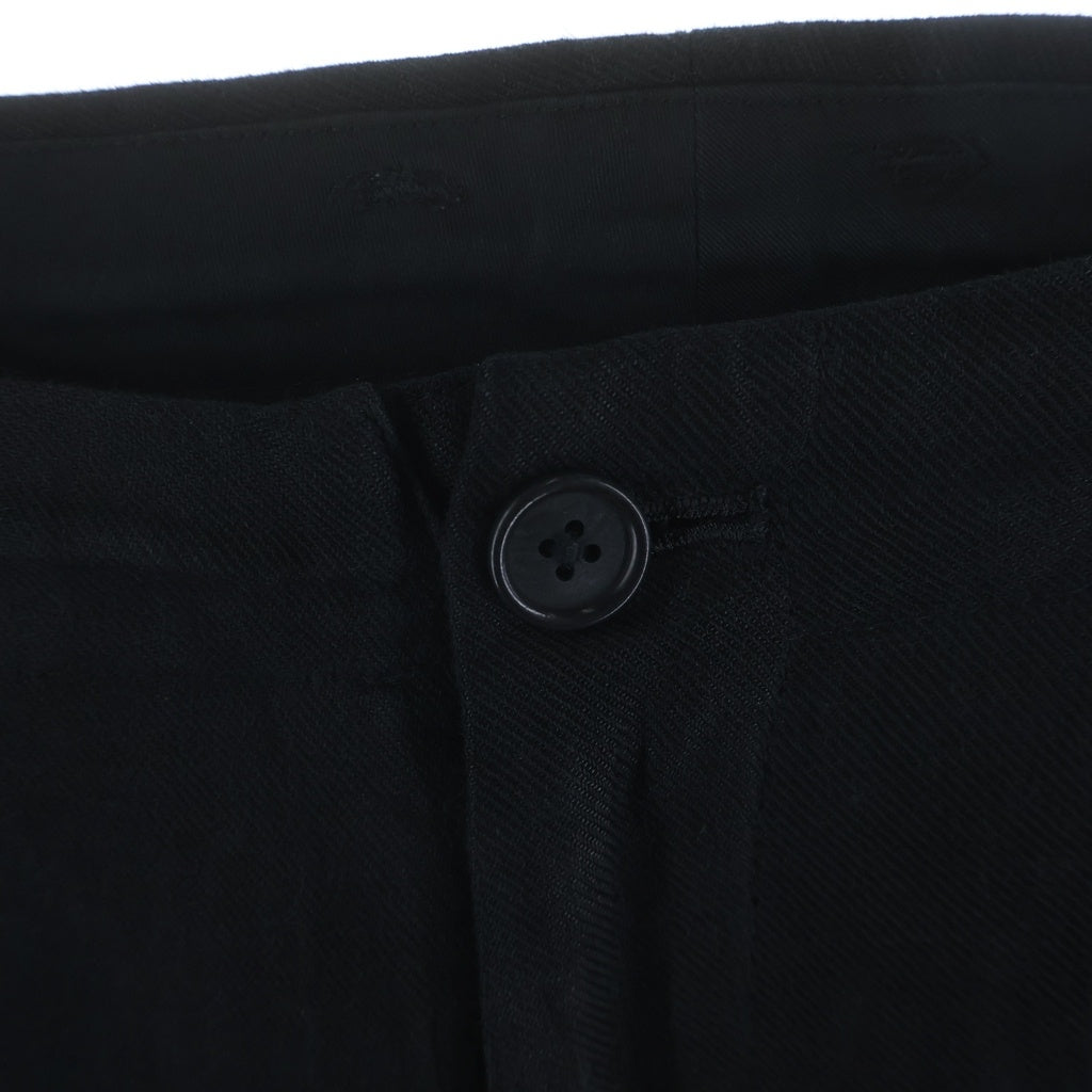 Yohji Yamamoto POUR HOMME(ヨウジヤマモト プールオム) リネンワイドシルエットパンツ ブラック HS-P77-359