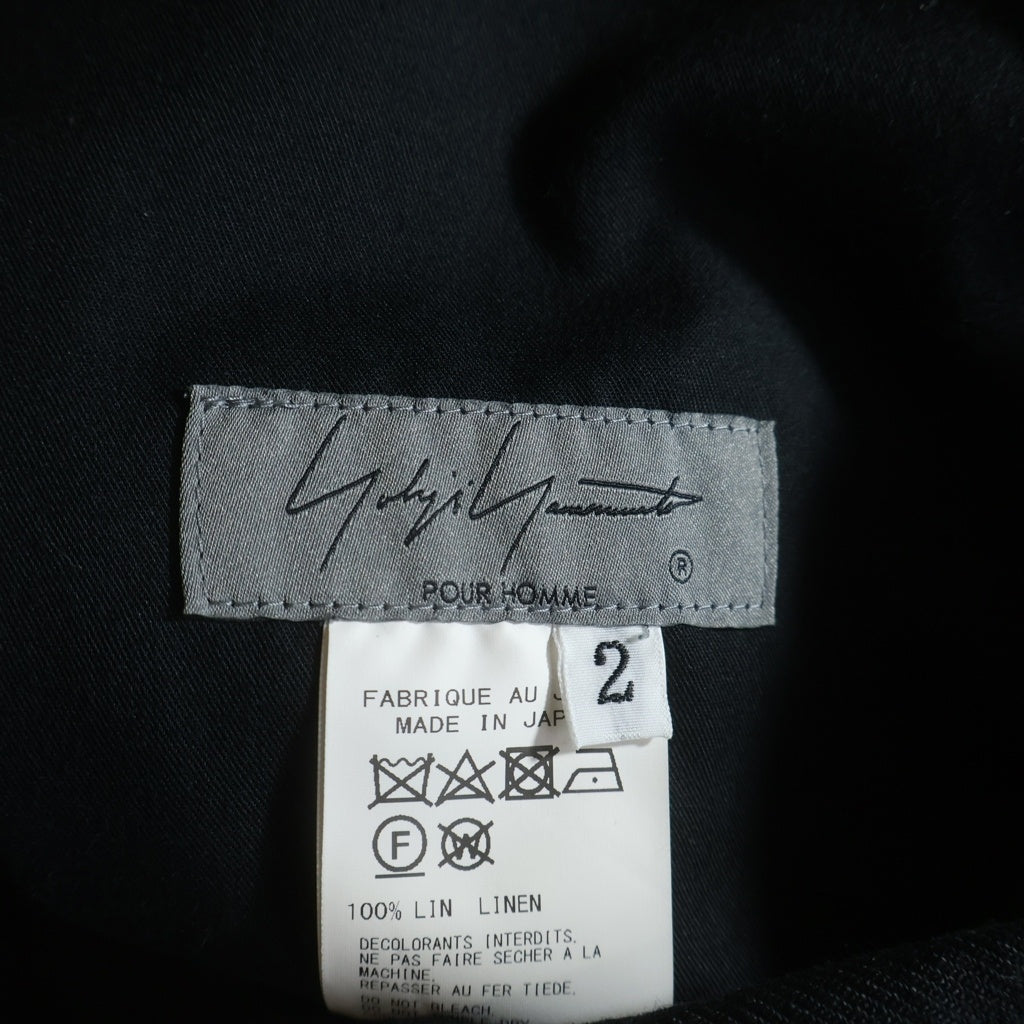 Yohji Yamamoto POUR HOMME(ヨウジヤマモト プールオム) リネンワイドシルエットパンツ ブラック HS-P77-359