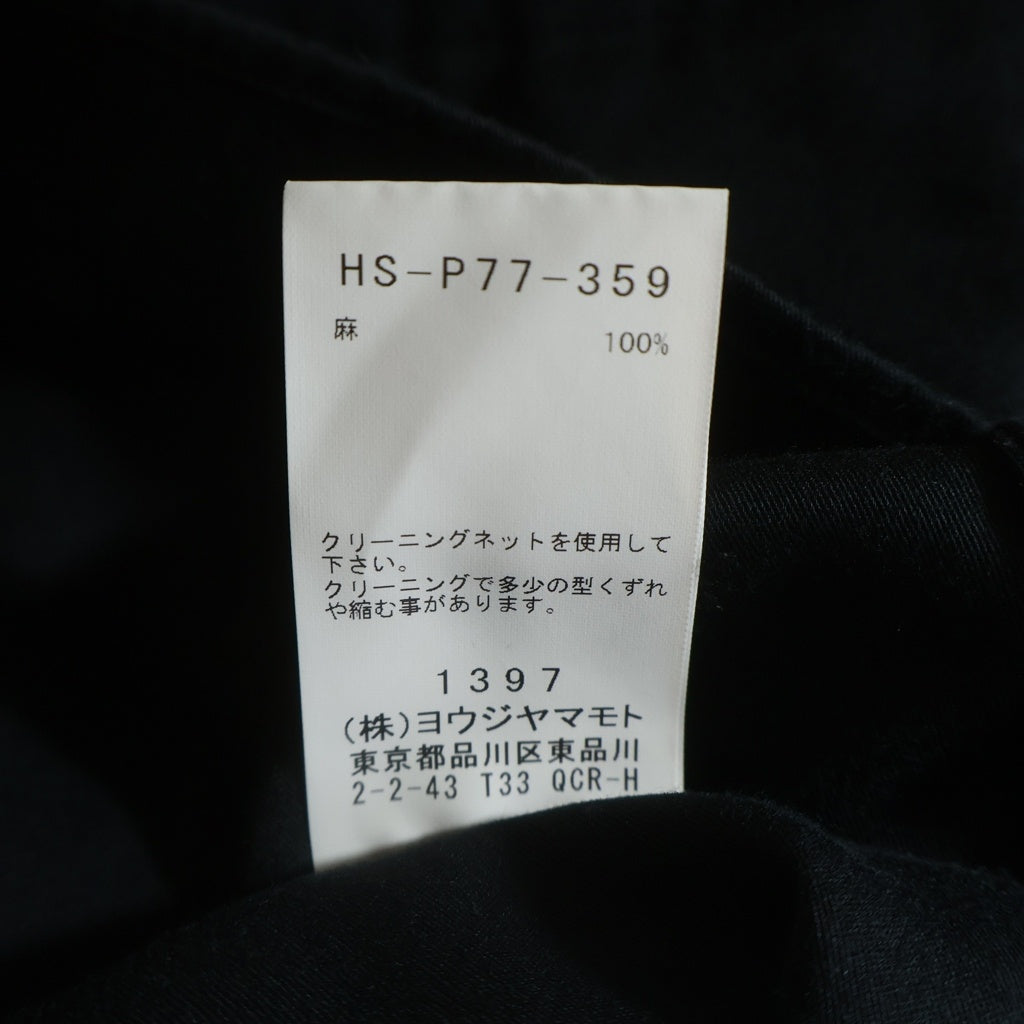 Yohji Yamamoto POUR HOMME(ヨウジヤマモト プールオム) リネンワイドシルエットパンツ ブラック HS-P77-359