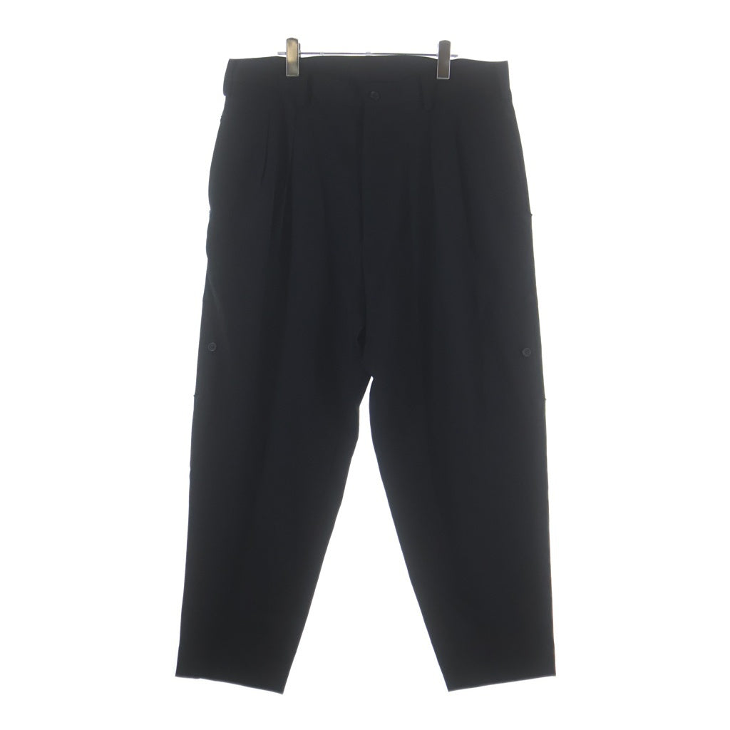 Yohji Yamamoto POUR HOMME(ヨウジヤマモト プールオム) 24SS ウールギャバ サイドポケットスラックスパンツ ブラック HS-P48-100