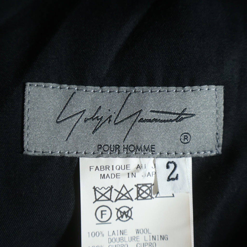 Yohji Yamamoto POUR HOMME(ヨウジヤマモト プールオム) 24SS ウールギャバ サイドポケットスラックスパンツ ブラック HS-P48-100
