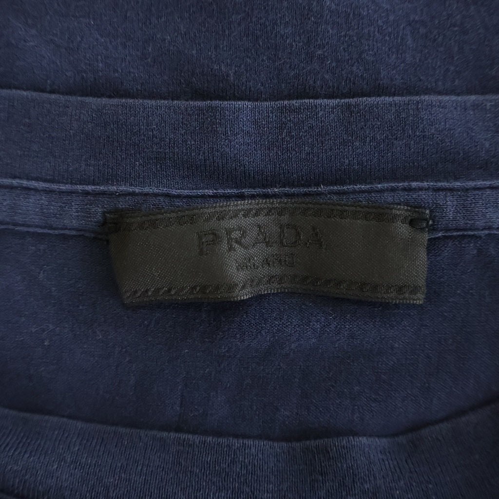 PRADA(プラダ) フロントロゴラバー クルーネック半袖Tシャツカットソー ネイビー 0000ET-X06GD-0002
